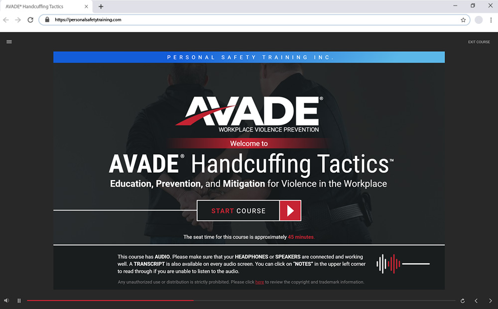 AVADE® Handcuffing Tactics™ E-Learning