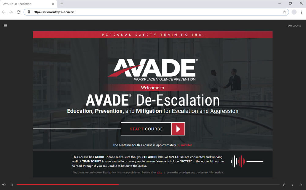 AVADE® De-Escalation E-Learning